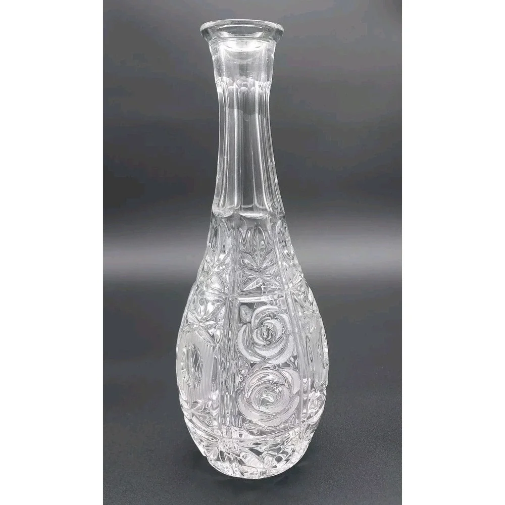 Beautiful Crystal Decanter with Roses‎ & Pineapple Design Made Italy